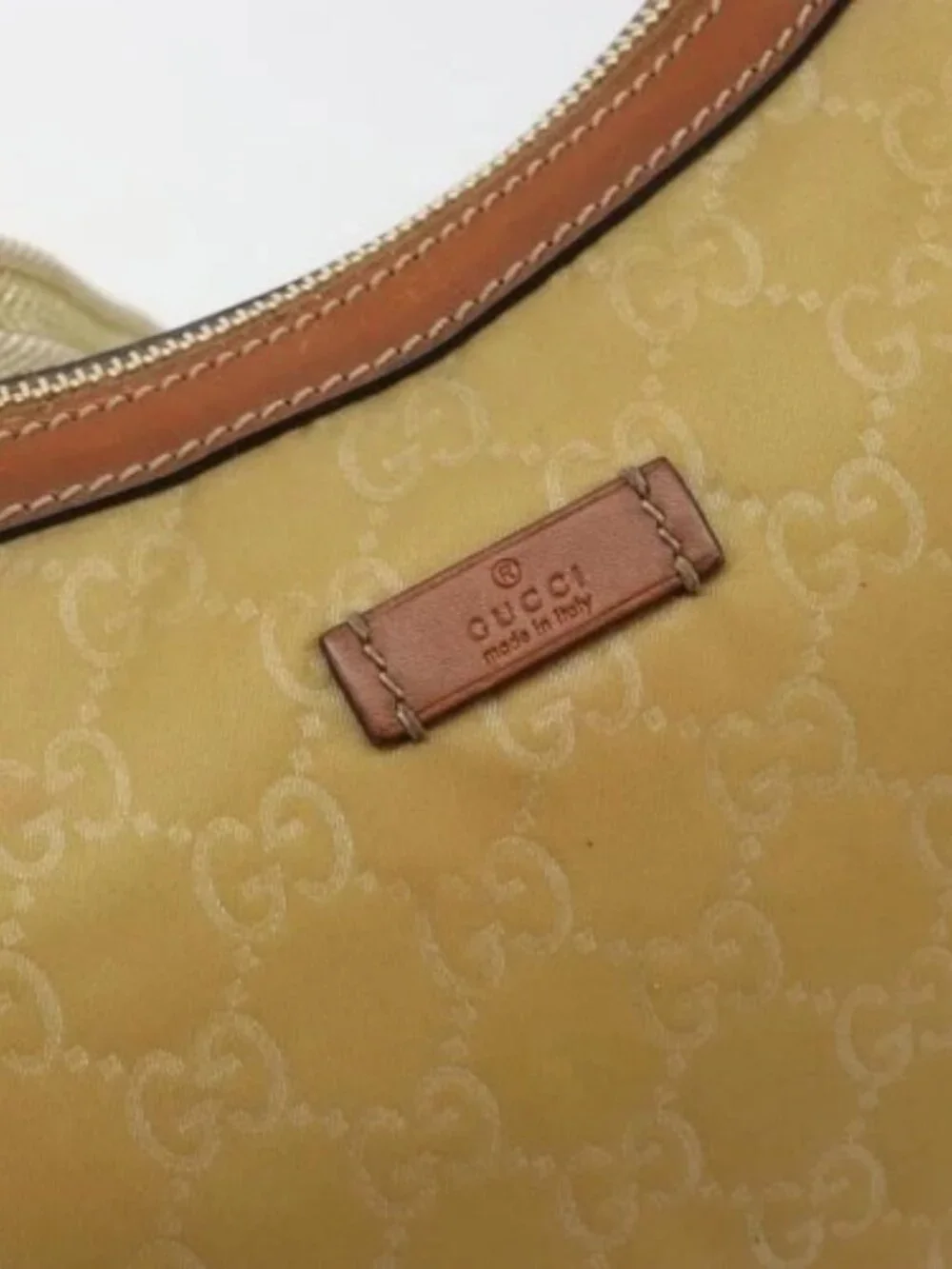 GUCCI GG Canvas Shoulder Bag Nylon Beige Gold 181092 Auth 178909